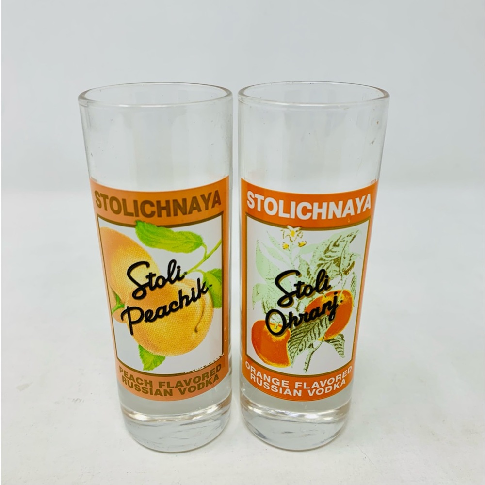 Stoli Shot Glasses Orange, Peach (2)